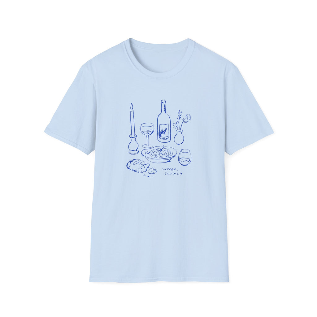 Supper Slowly graphic T-shirt in white by Butter & Tonic