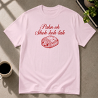 Chocolate Croissant graphic T-shirt on light pink tee by Butter & Tonic