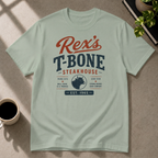 Steakhouse graphic T-shirt on light blue tee by Butter & Tonic