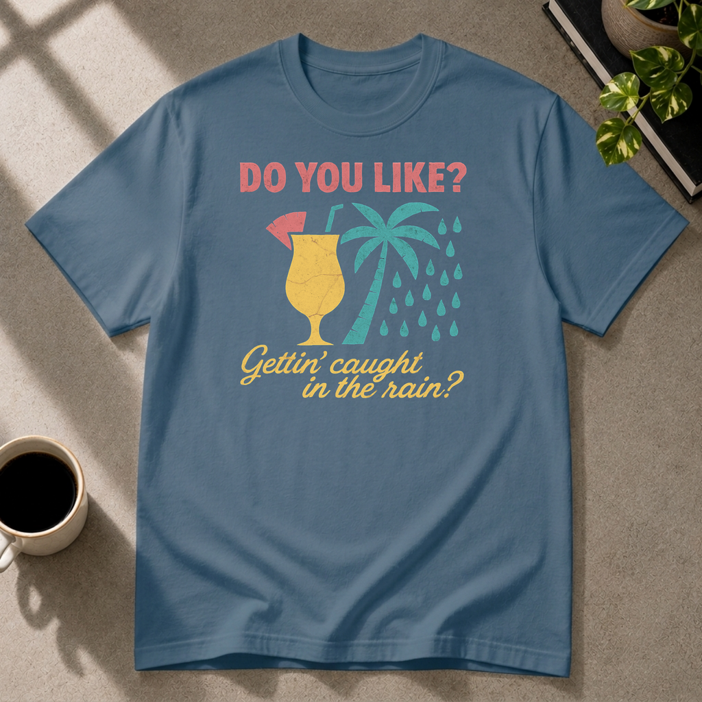 Piña colada graphic T-shirt in indigo-blue by Butter & Tonic on 2xl tee by Butter & Tonic