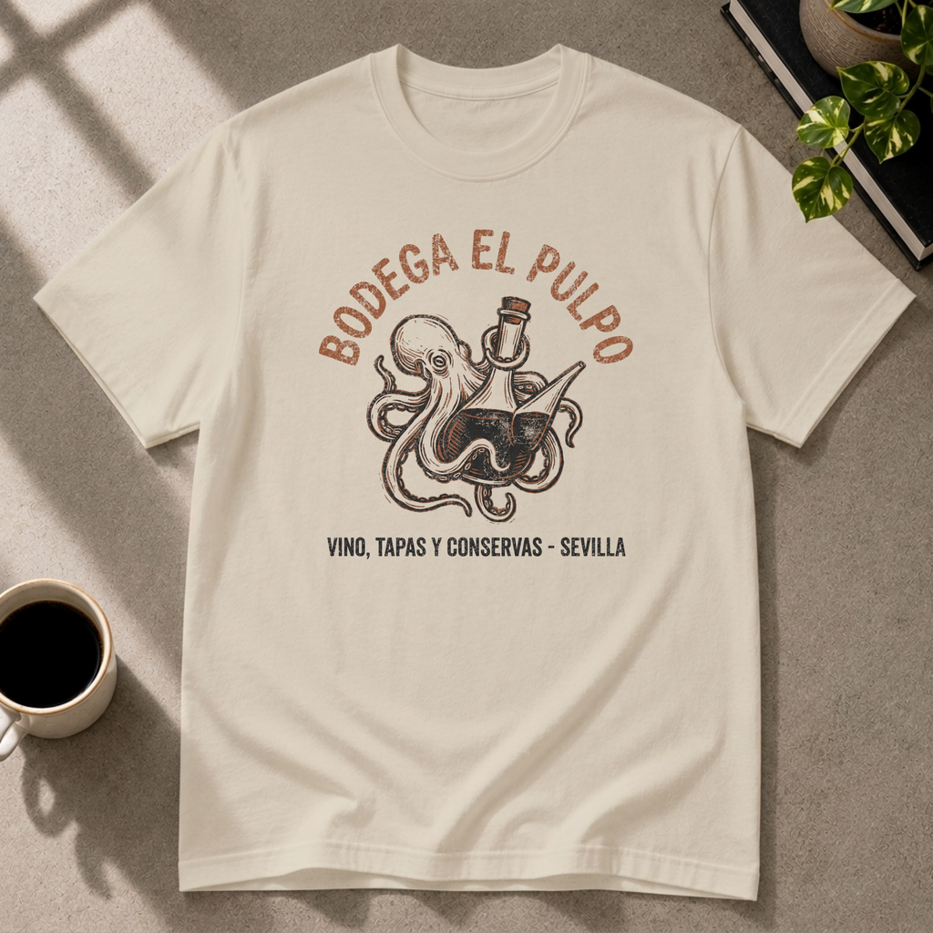 Octopus graphic T-shirt on sand tee by Butter & Tonic