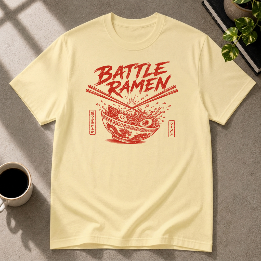 Ramen graphic T-shirt in cornsilk by Butter & Tonic on 2xl tee by Butter & Tonic