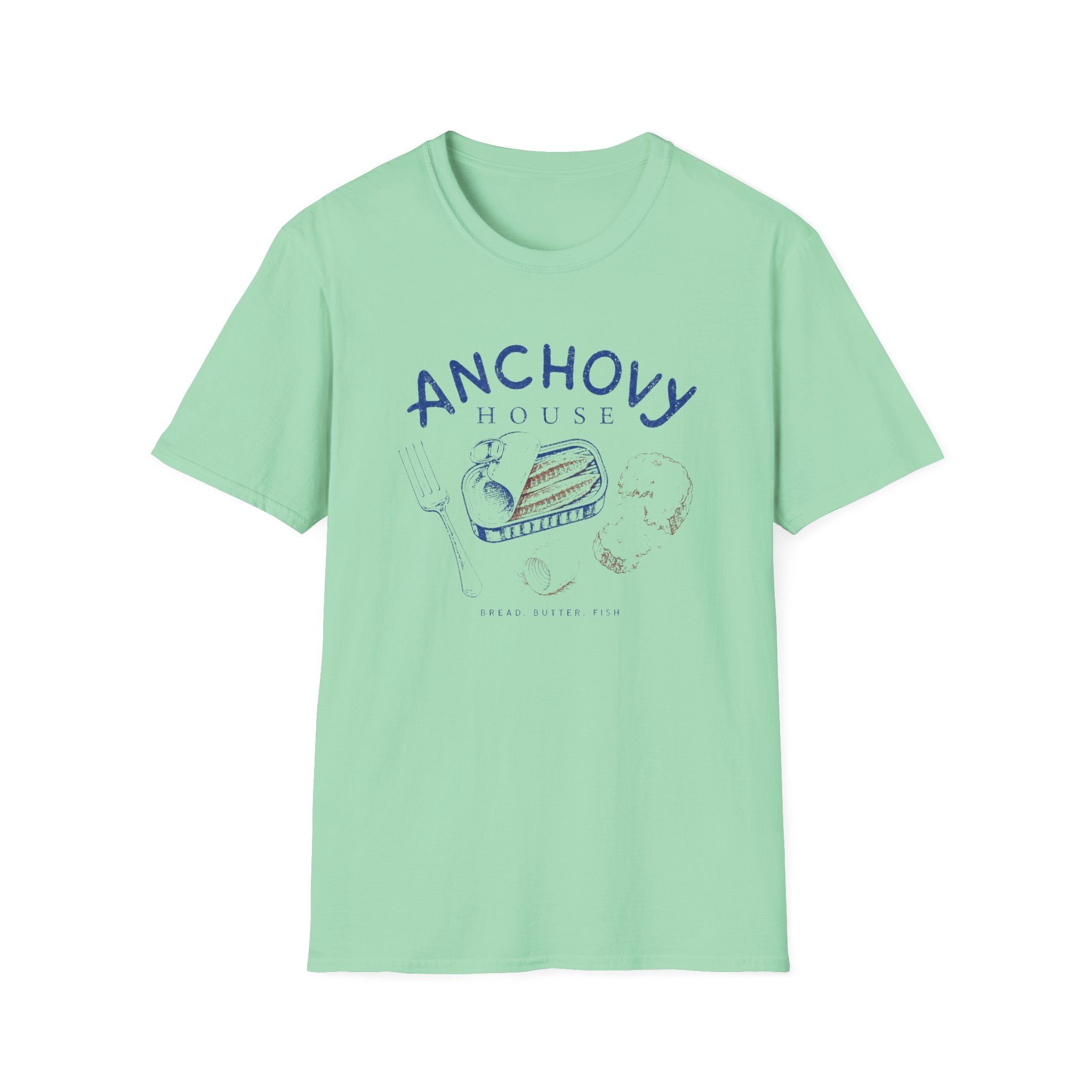 Anchovy House graphic T-shirt in sand by Butter & Tonic