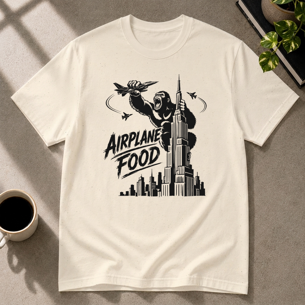 Airplane food graphic T-shirt in natural by Butter & Tonic on xl tee by Butter & Tonic