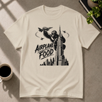 Airplane food graphic T-shirt in sand by Butter & Tonic on 2xl tee by Butter & Tonic