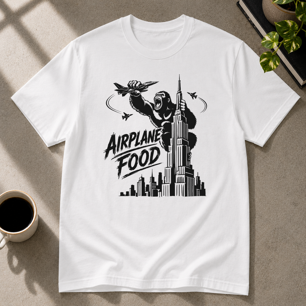 Airplane food graphic T-shirt in white by Butter & Tonic on m tee by Butter & Tonic
