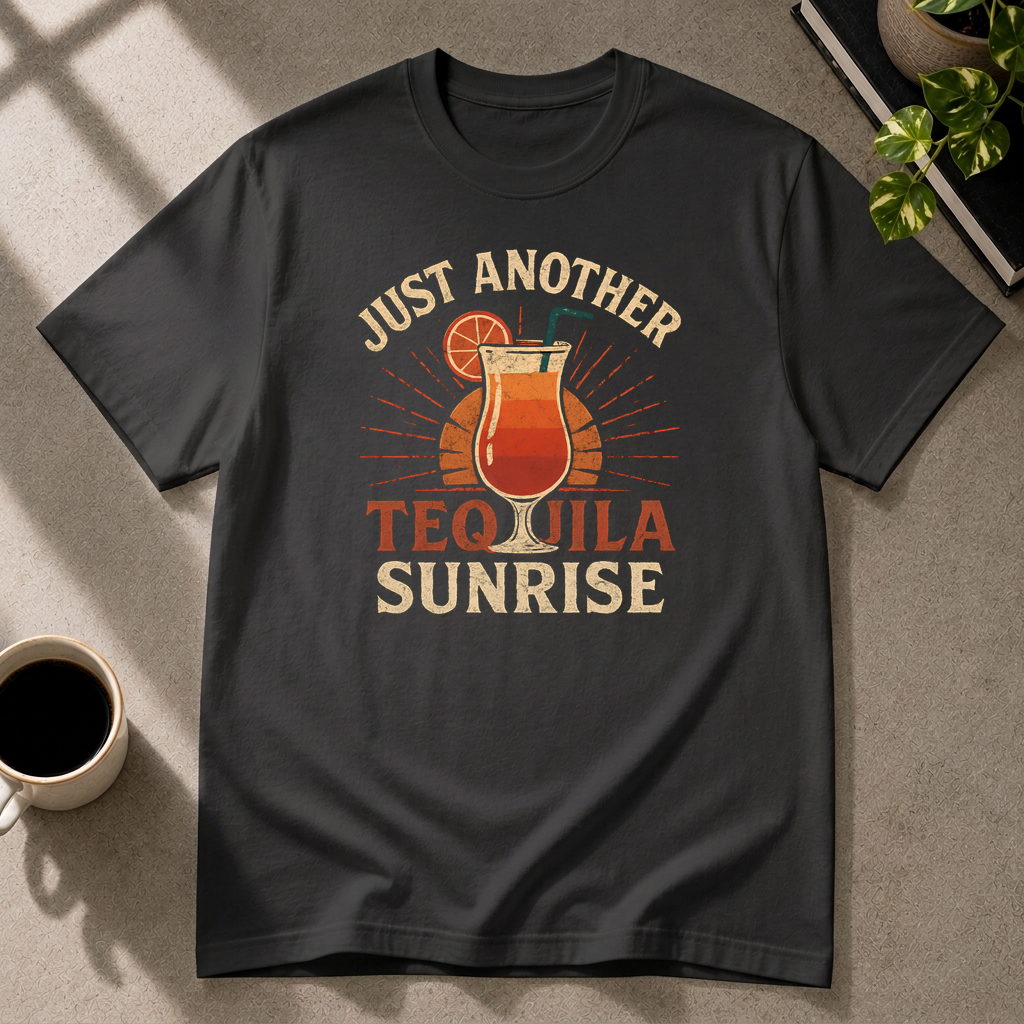 Tequila Sunrise graphic T-shirt in black by Butter & Tonic on l tee by Butter & Tonic