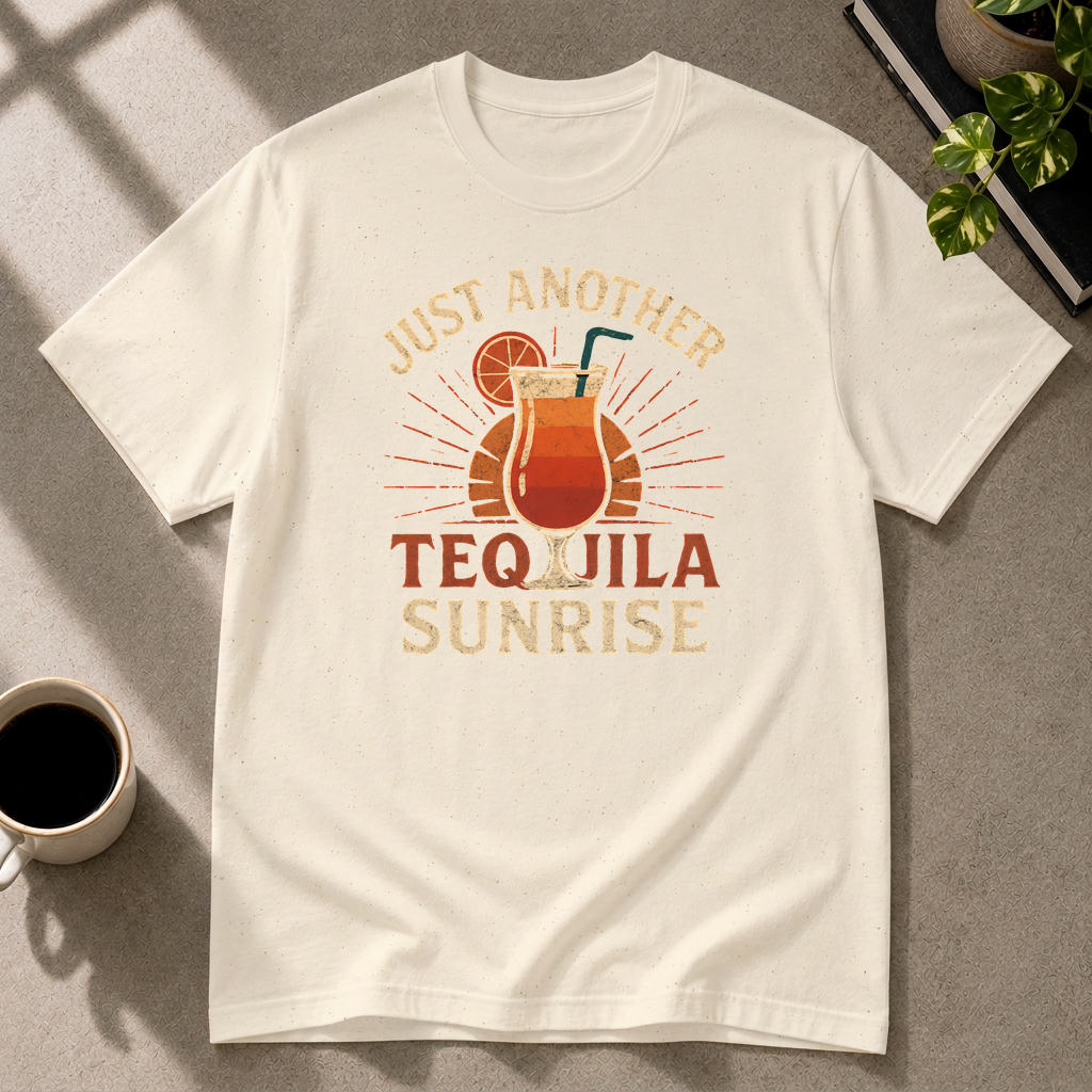 Tequila Sunrise graphic T-shirt in natural by Butter & Tonic on 3xl tee by Butter & Tonic