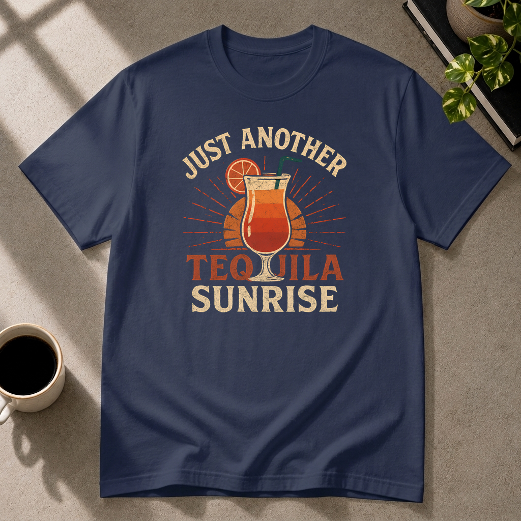 Tequila Sunrise graphic T-shirt in navy by Butter & Tonic on s tee by Butter & Tonic