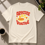 Appetite Is a Virtue graphic T-shirt in natural by Butter & Tonic on m tee by Butter & Tonic