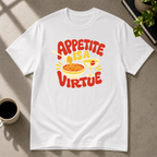 Appetite Is a Virtue graphic T-shirt in white by Butter & Tonic on xl tee by Butter & Tonic