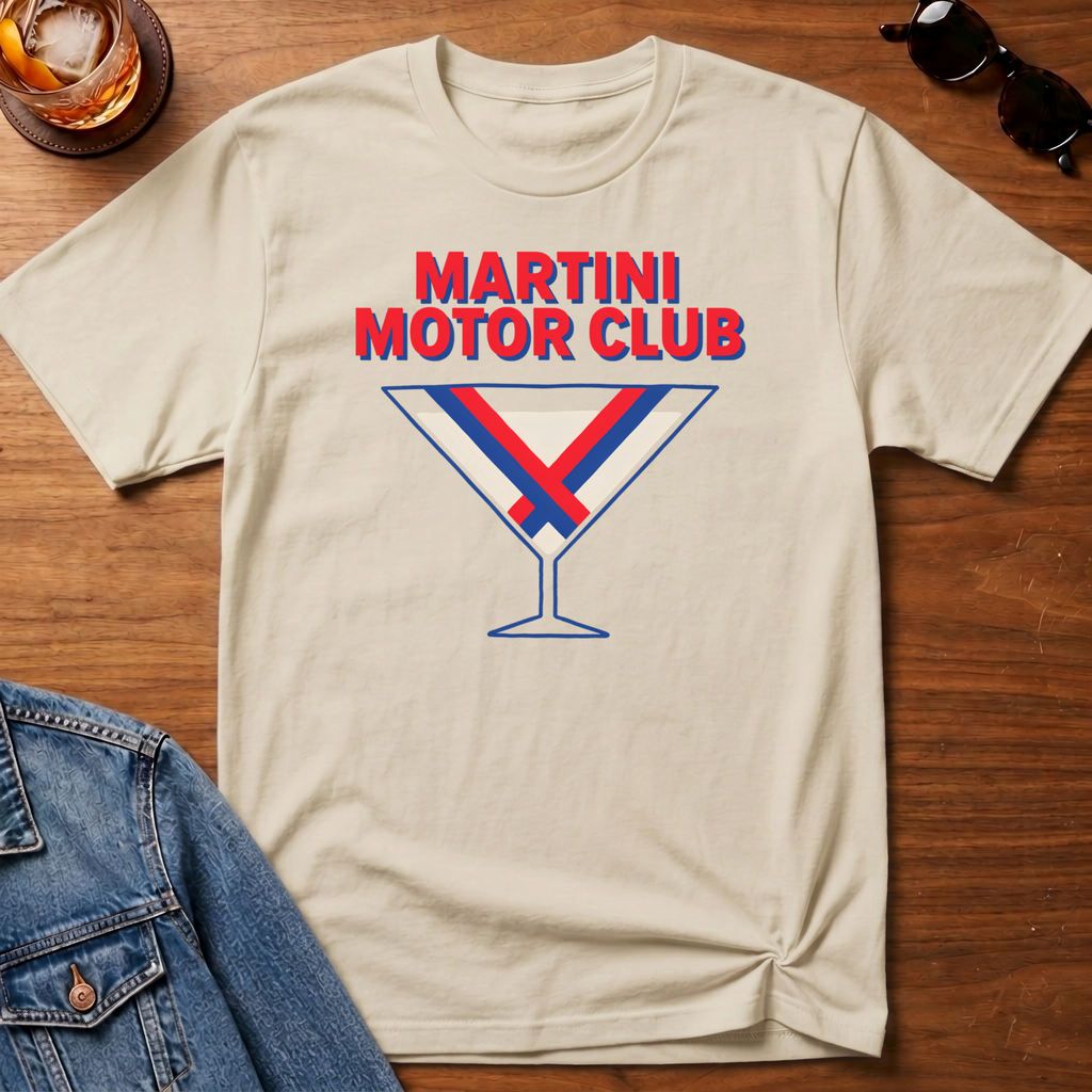 Martini Motor Club T-Shirt — Sand B&T flat lay