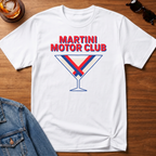 Martini Motor Club T-Shirt — White B&T flat lay
