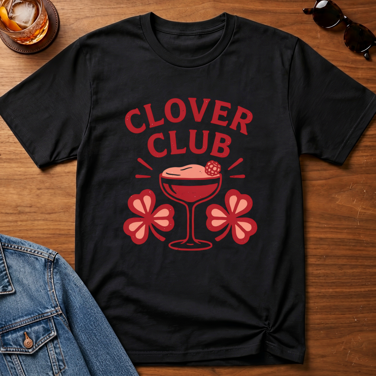 Clover Club T-Shirt — Black B&T flat lay