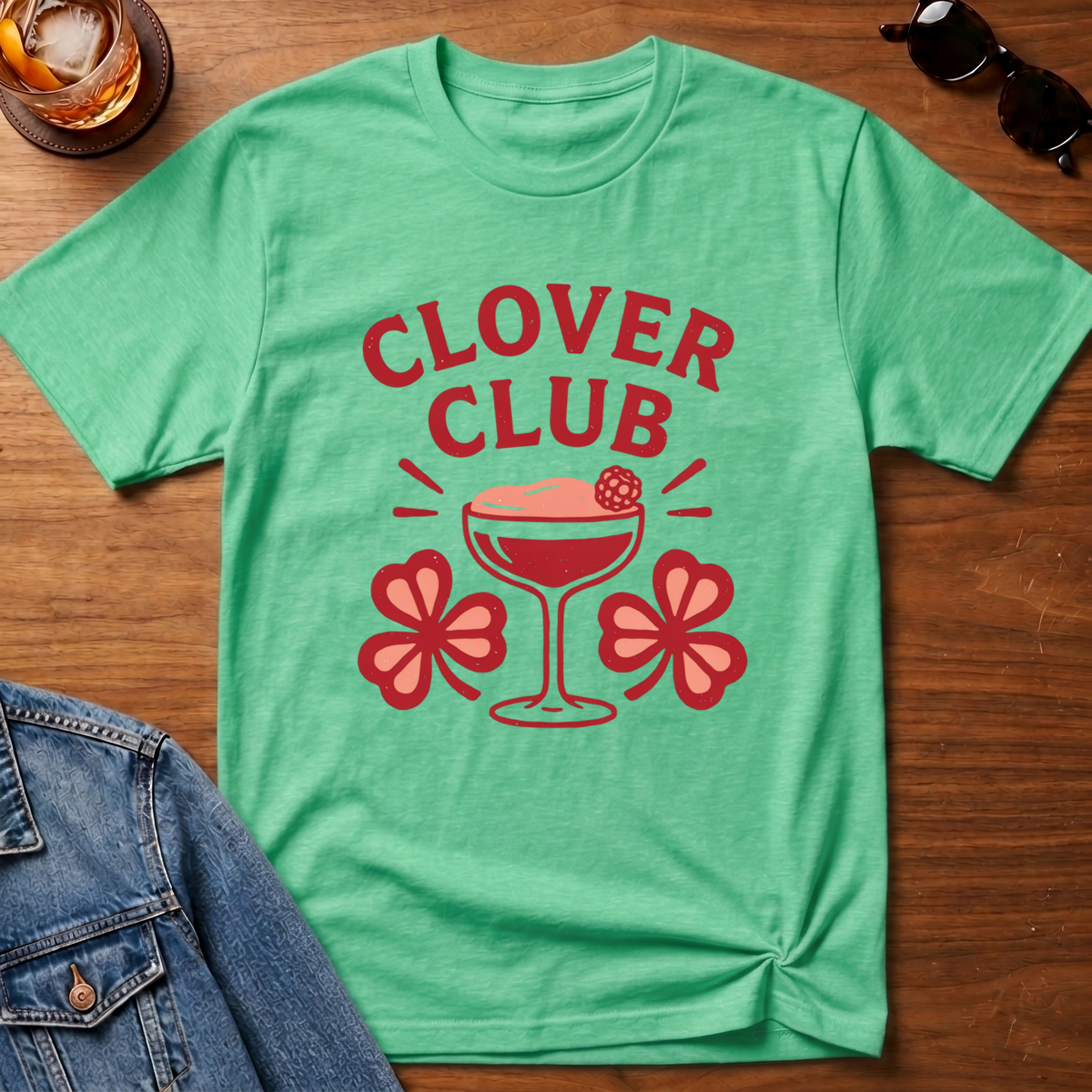 Clover Club T-Shirt — Heather Irish Green B&T flat lay