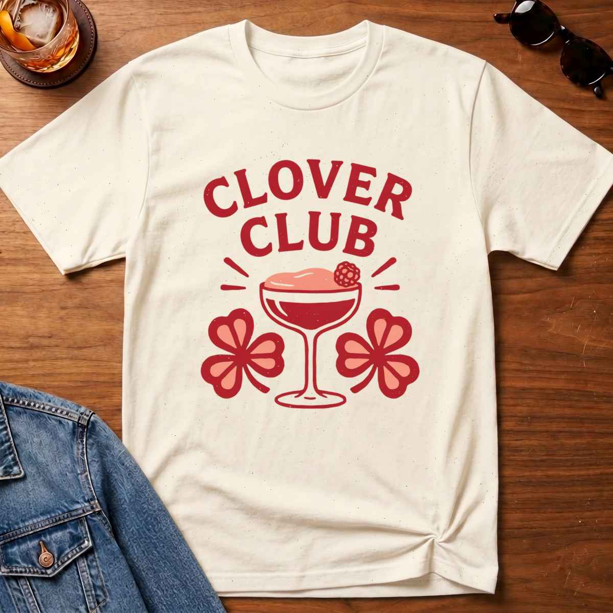 Clover Club T-Shirt — Natural B&T flat lay