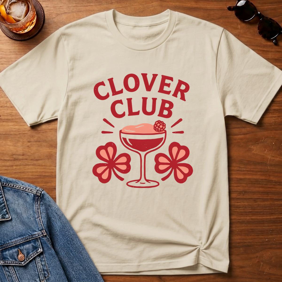 Clover Club T-Shirt — Sand B&T flat lay