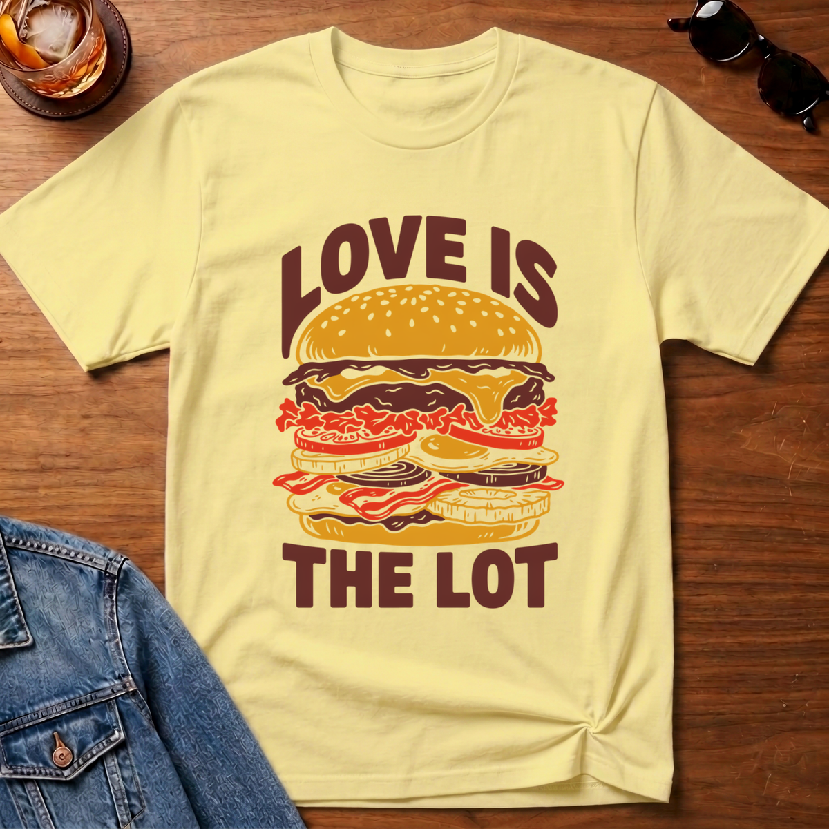 Love is The Lot T-Shirt — Cornsilk B&T flat lay