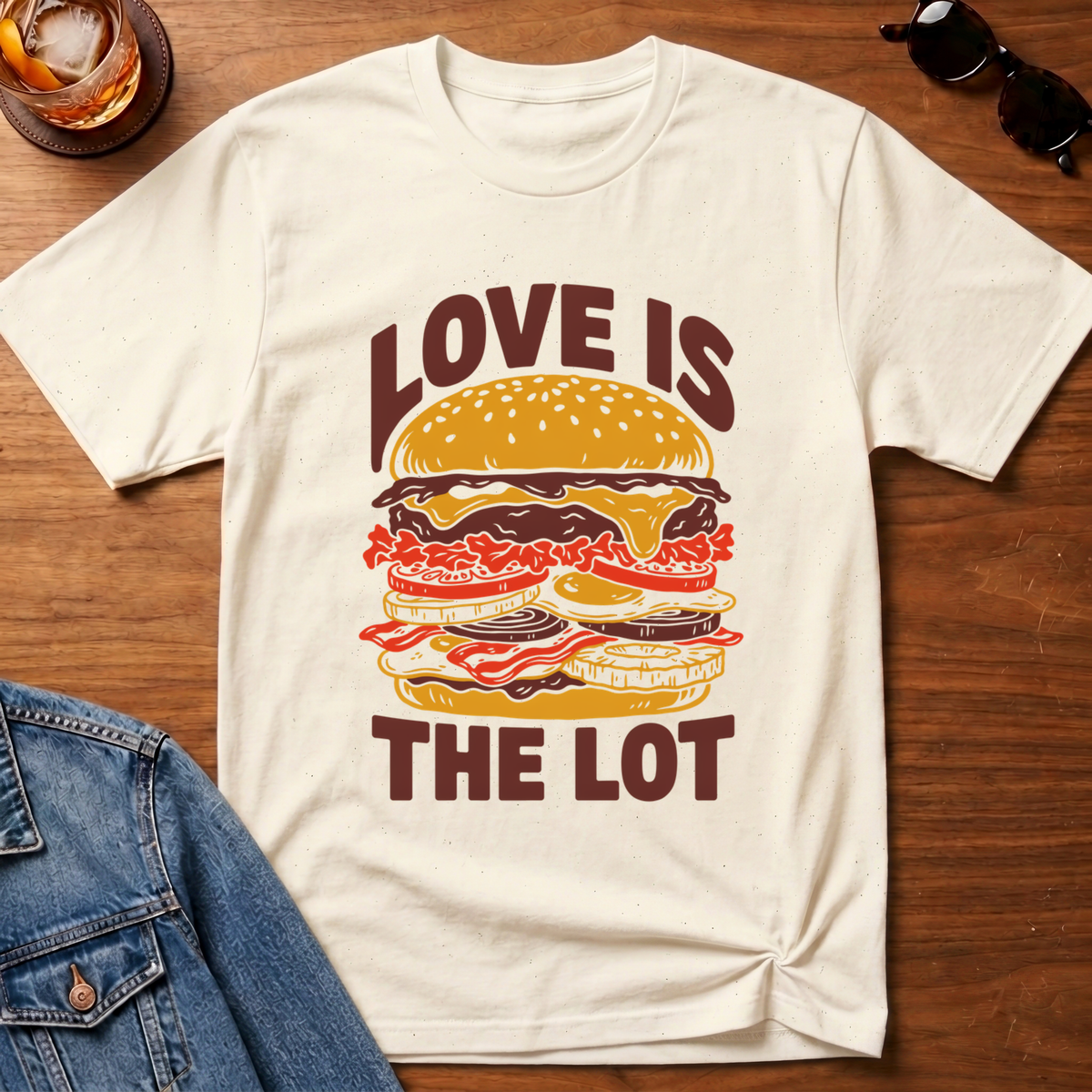 Love is The Lot T-Shirt — Natural B&T flat lay