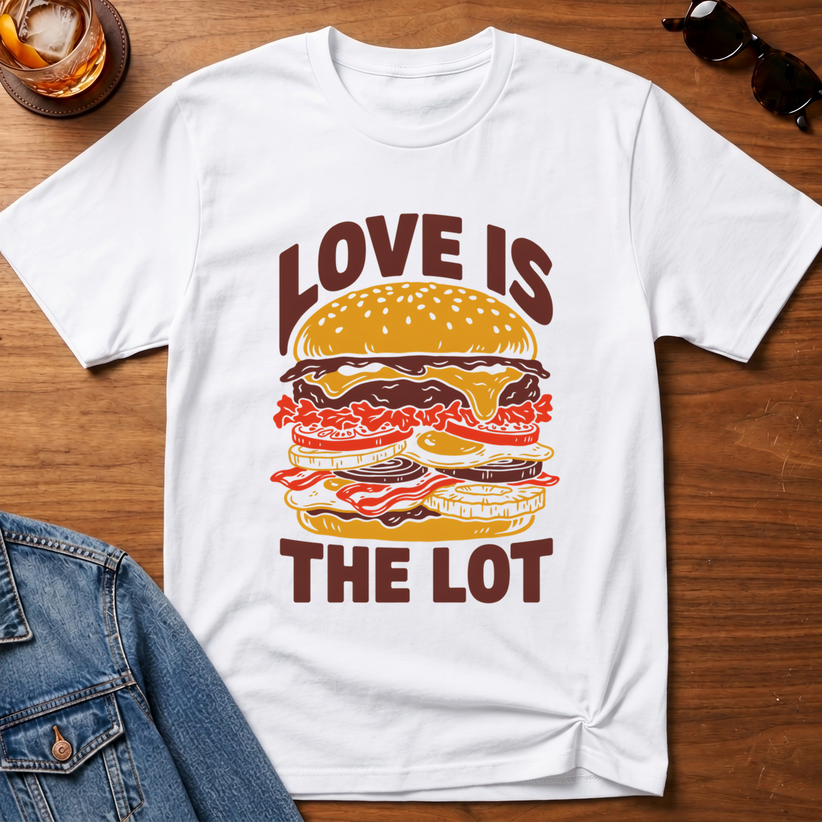 Love is The Lot T-Shirt — White B&T flat lay