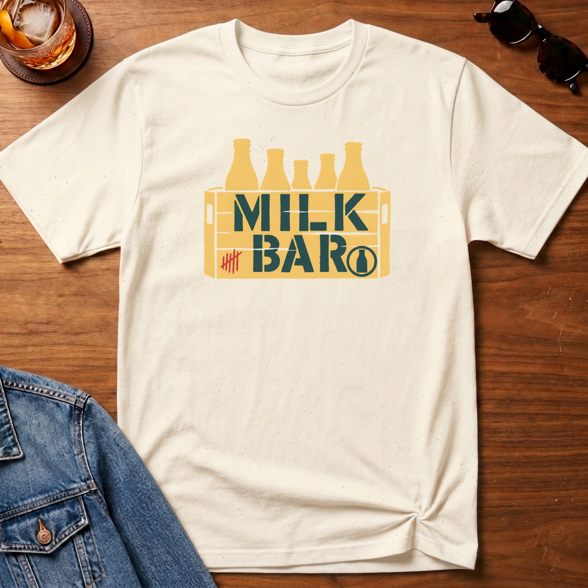 Milk Bar T-Shirt — Natural B&T flat lay