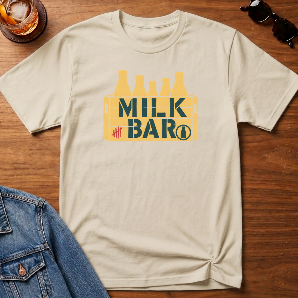 Milk Bar T-Shirt — Sand B&T flat lay