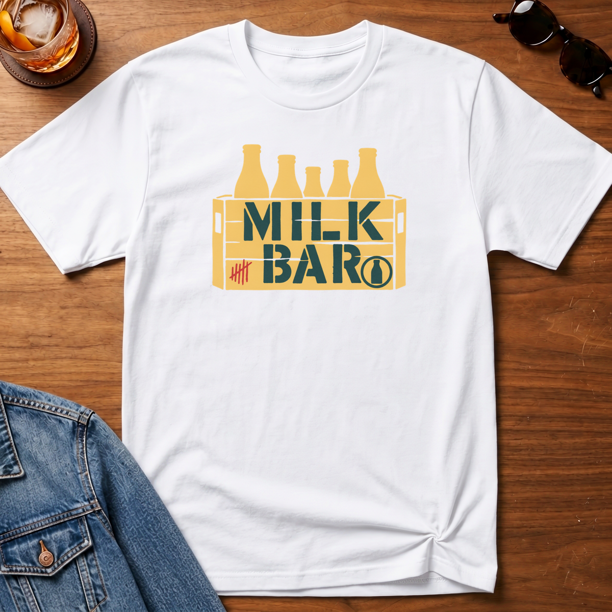 Milk Bar T-Shirt — White B&T flat lay