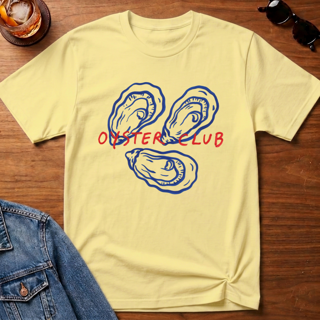 Club Oyster T-Shirt — Cornsilk B&T flat lay