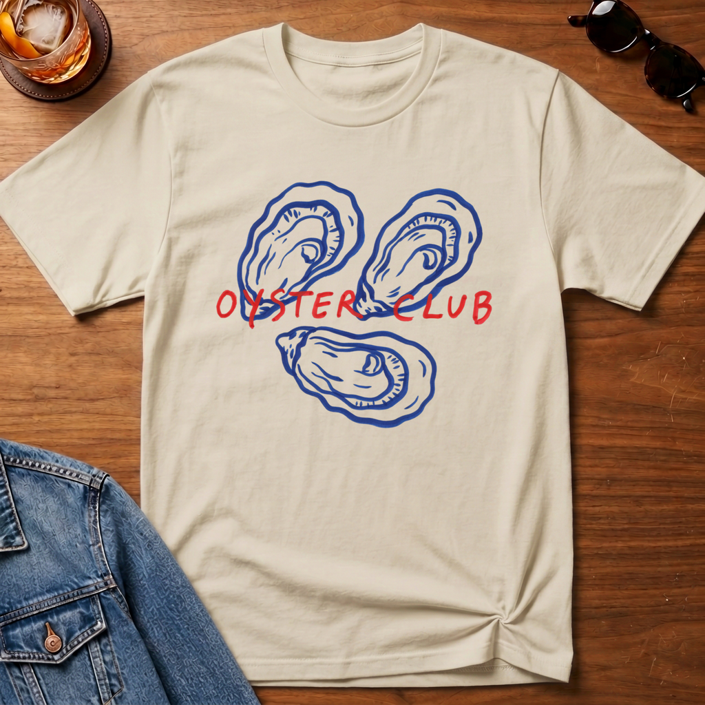 Club Oyster T-Shirt — Sand B&T flat lay