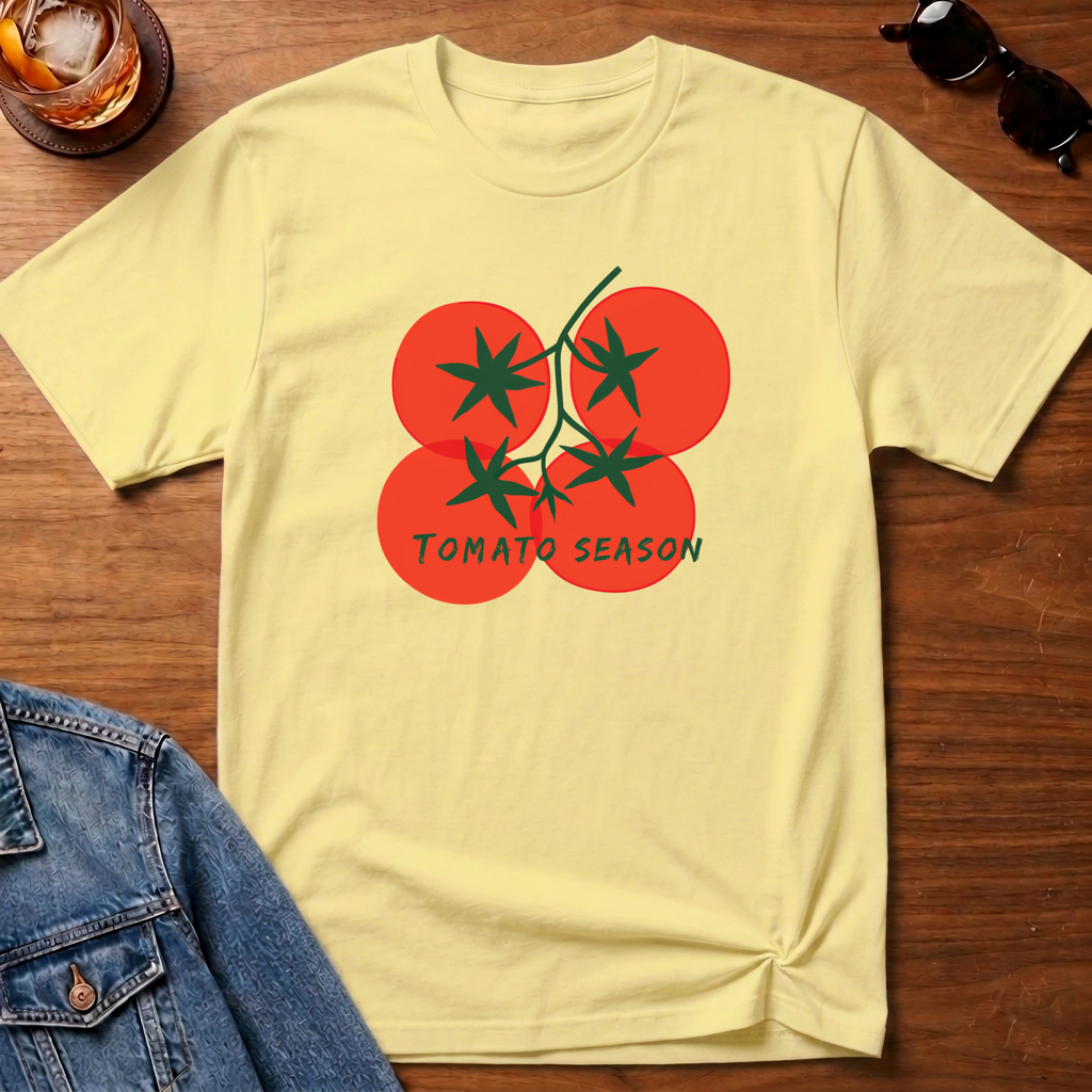 Tomato Season T-Shirt — Cornsilk B&T flat lay