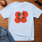 Tomato Season T-Shirt — Light Blue B&T flat lay