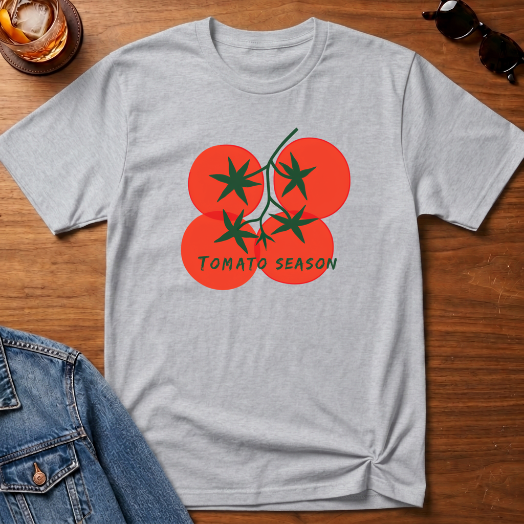 Tomato Season T-Shirt — Sport Grey B&T flat lay