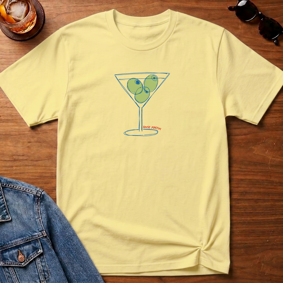 House Martini T-Shirt — Cornsilk B&T flat lay