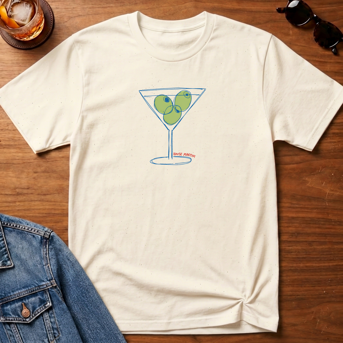 House Martini T-Shirt — Natural B&T flat lay
