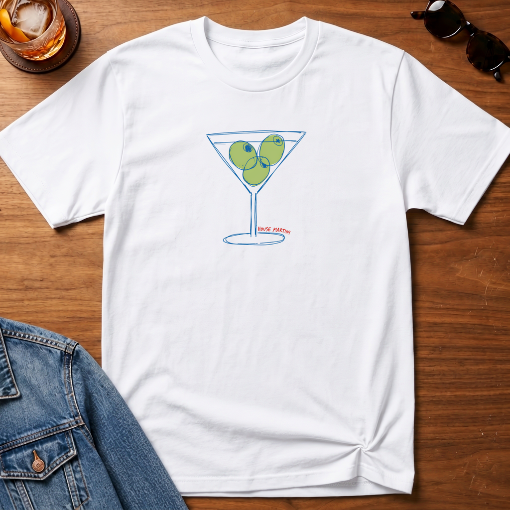 House Martini T-Shirt — White B&T flat lay
