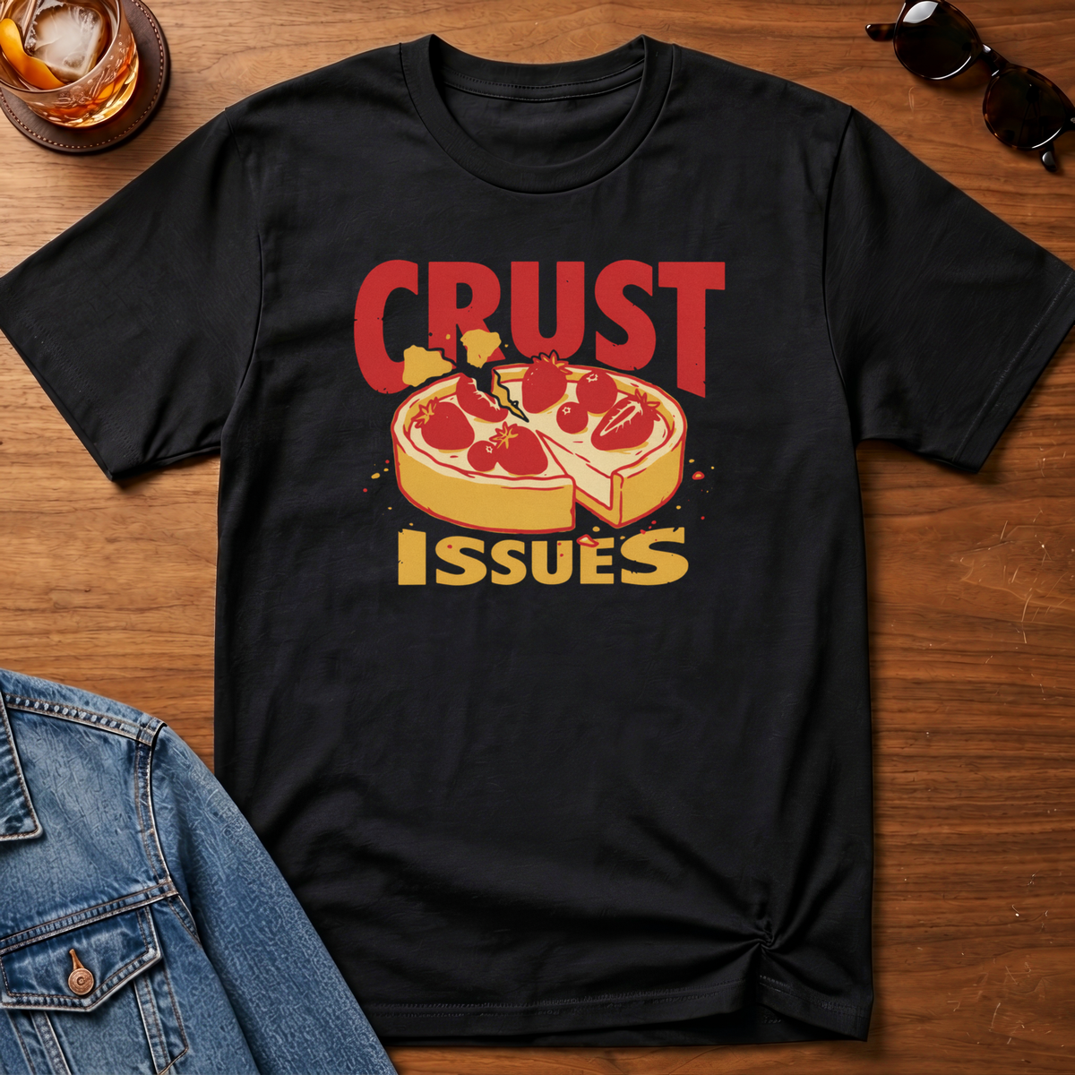 Crust Issues T-Shirt — Black B&T flat lay