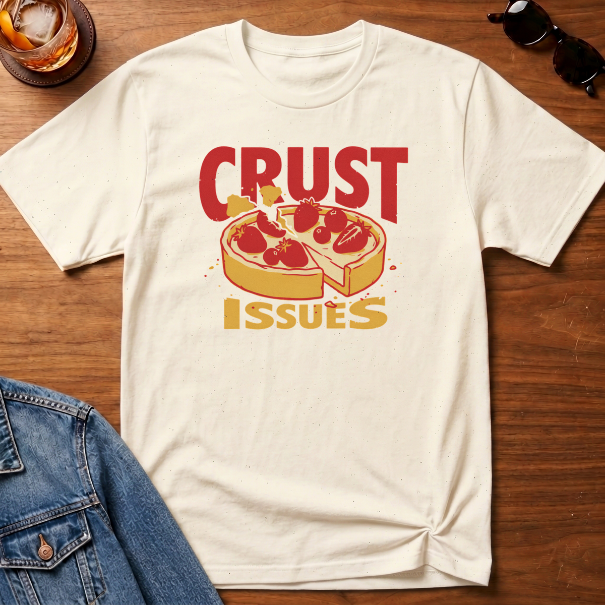 Crust Issues T-Shirt — Natural B&T flat lay