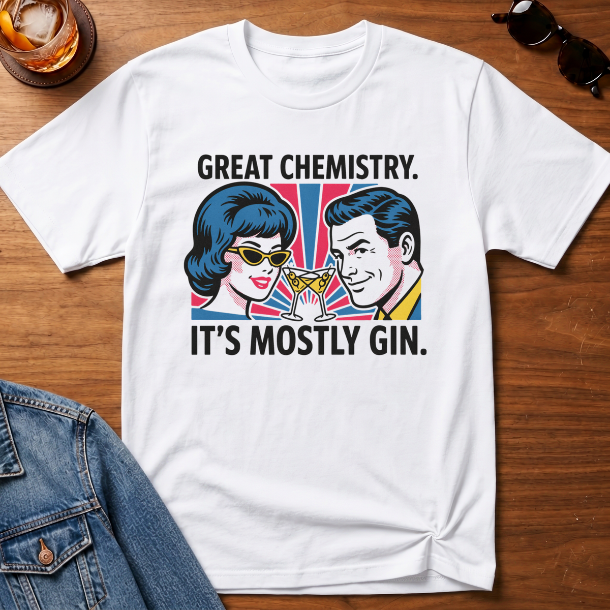 Great Chemistry T-Shirt — White B&T flat lay