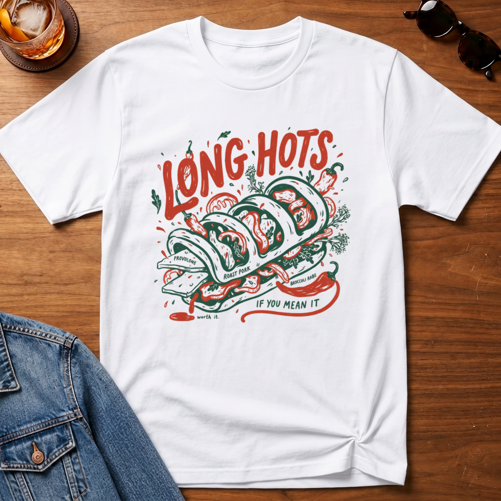 Philly Roast Pork T-Shirt — White B&T flat lay