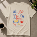 Bar snacks graphic T-shirt in sand by Butter & Tonic on 2xl tee by Butter & Tonic