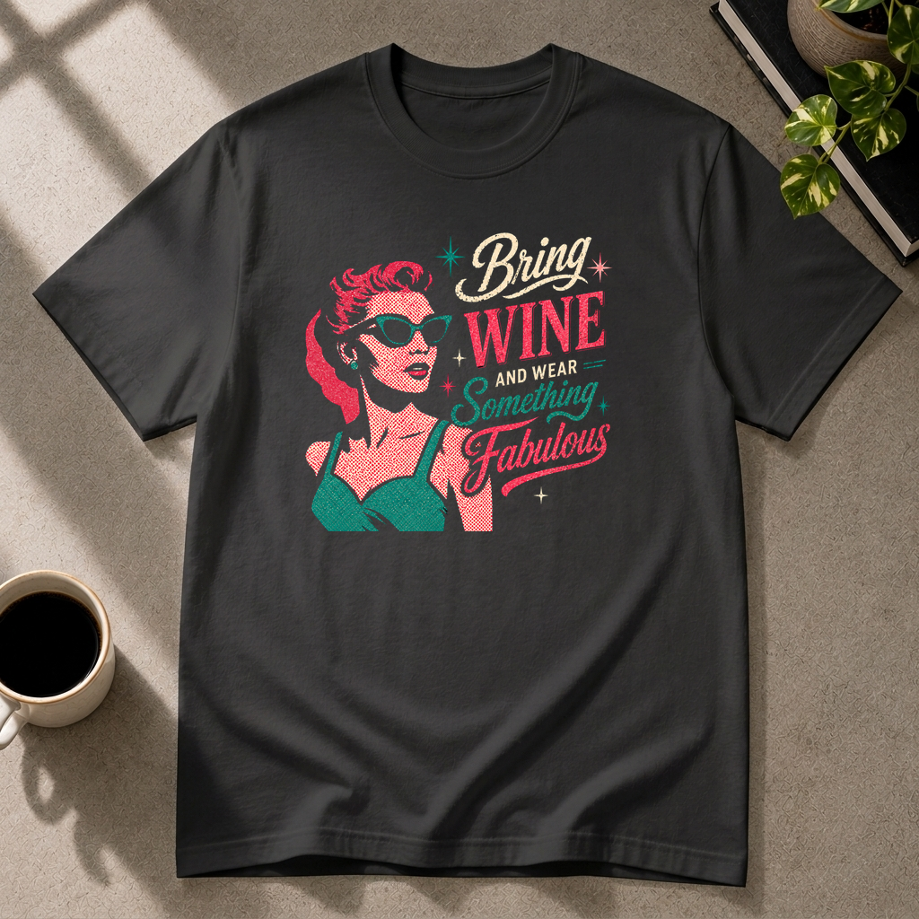 Wine graphic T-shirt in black by Butter & Tonic on m tee by Butter & Tonic
