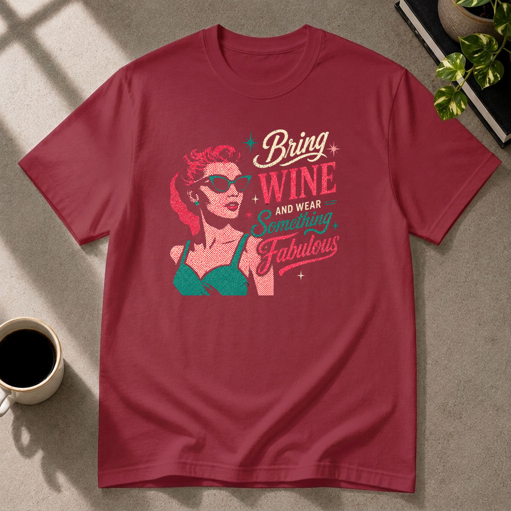 Wine graphic T-shirt in cardinal-red by Butter & Tonic on xl tee by Butter & Tonic
