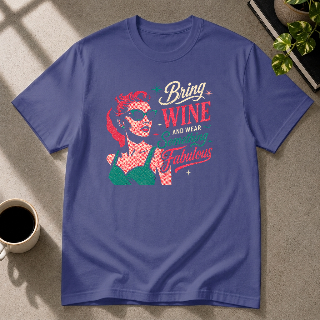 Wine graphic T-shirt in metro-blue by Butter & Tonic on l tee by Butter & Tonic
