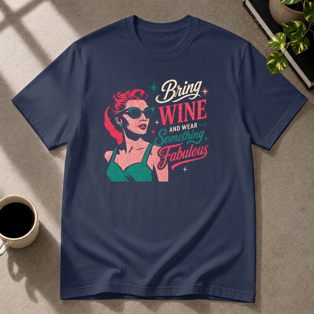 Wine graphic T-shirt in navy by Butter & Tonic on s tee by Butter & Tonic