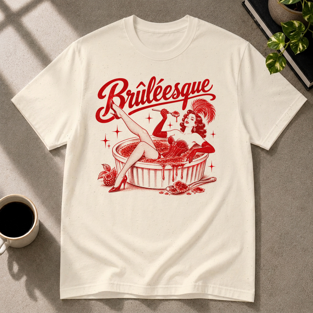 Crème brûlée graphic T-shirt in natural by Butter & Tonic on xl tee by Butter & Tonic