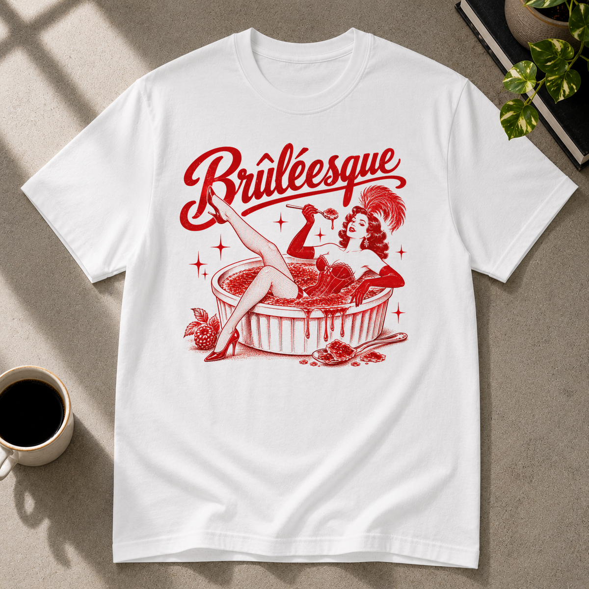 Crème brûlée graphic T-shirt in white by Butter & Tonic on s tee by Butter & Tonic