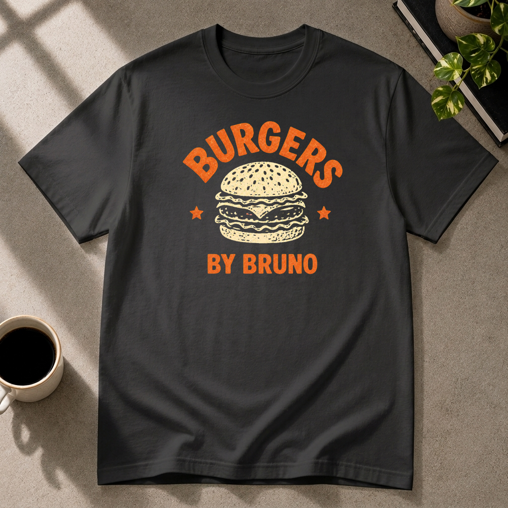 Burger graphic T-shirt in black by Butter & Tonic on m tee by Butter & Tonic