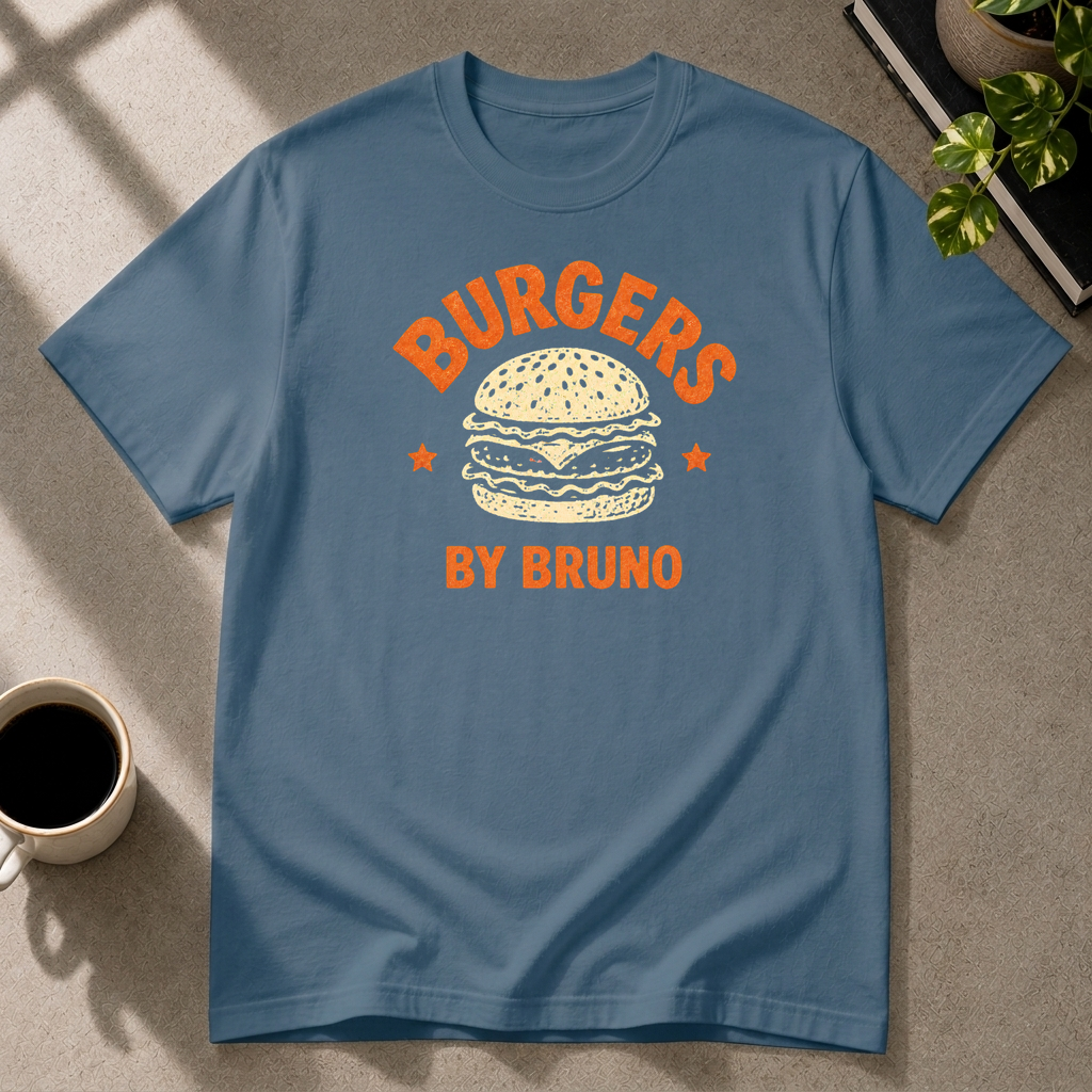 Burger graphic T-shirt in navy by Butter & Tonic on s tee by Butter & Tonic