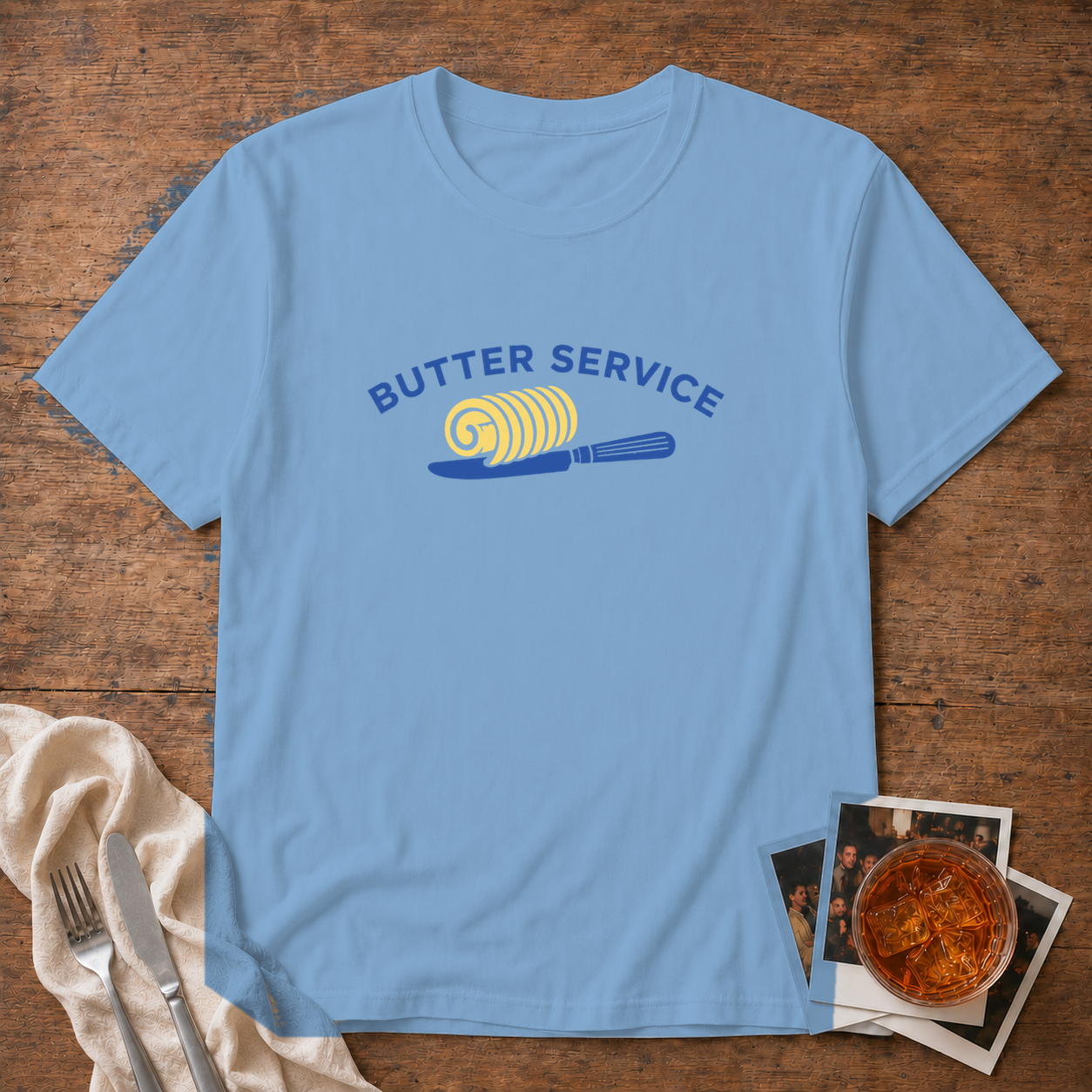 Butter Service graphic T-shirt in natural by Butter & Tonic