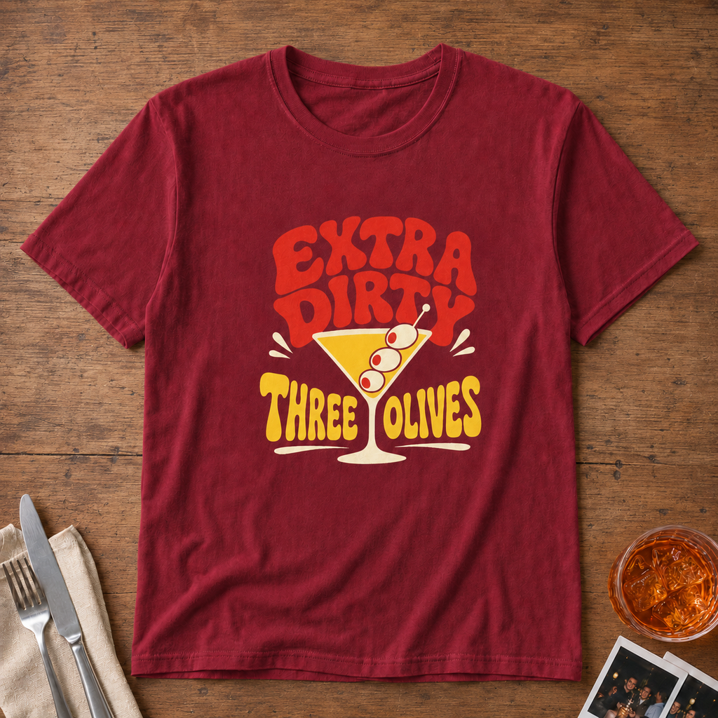Extra Dirty Martini graphic T-shirt in charcoal by Butter & Tonic